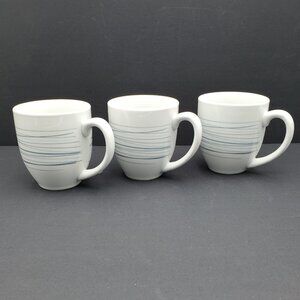 Corelle Silver Strands Mugs Corelle Coordinates Porcelain Blue & Gray Lines Mugs